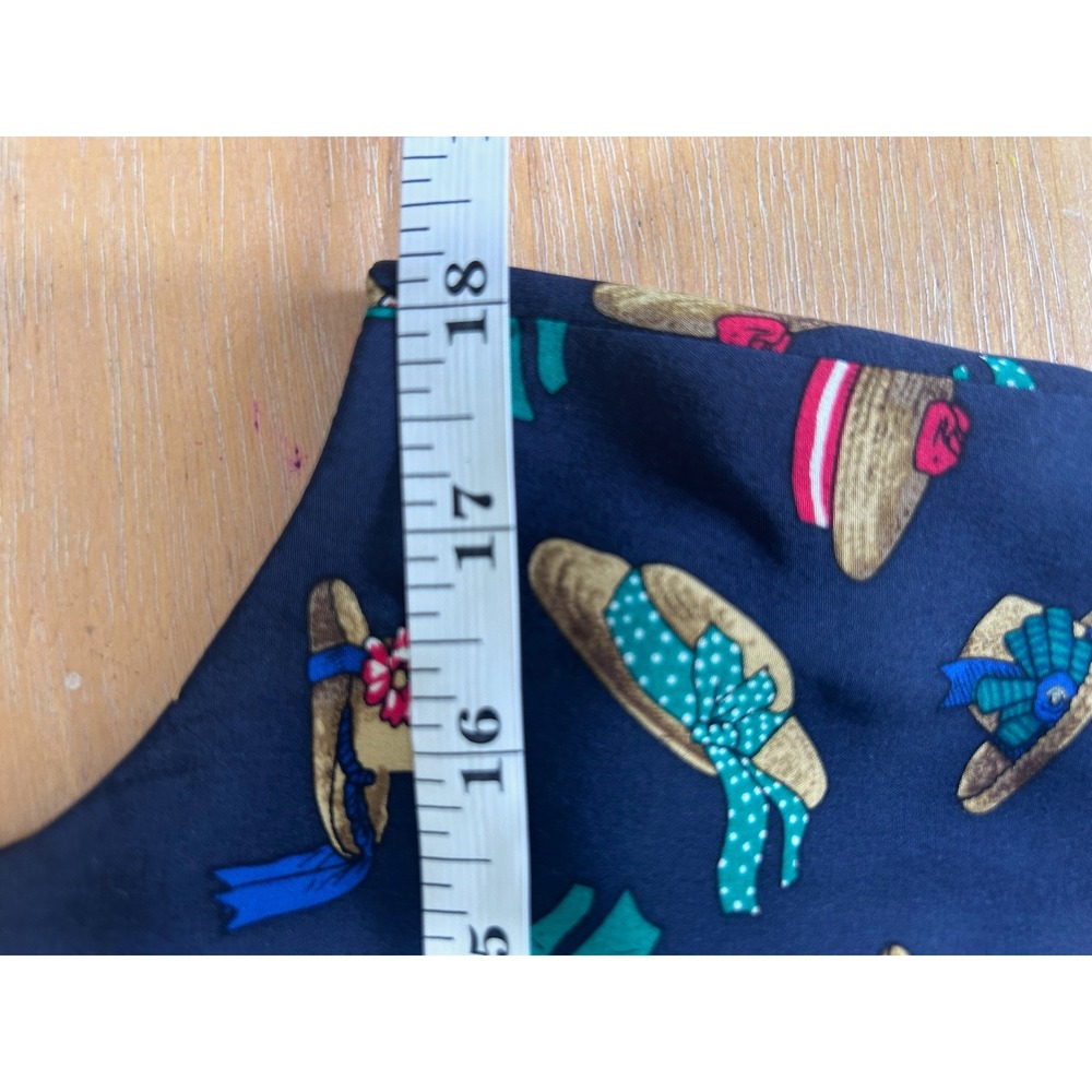 Graham & Gunn Vintage Silk Vest Navy Blue Novelty Hat Print Waistcoat Sz Small - Picture 6 of 7